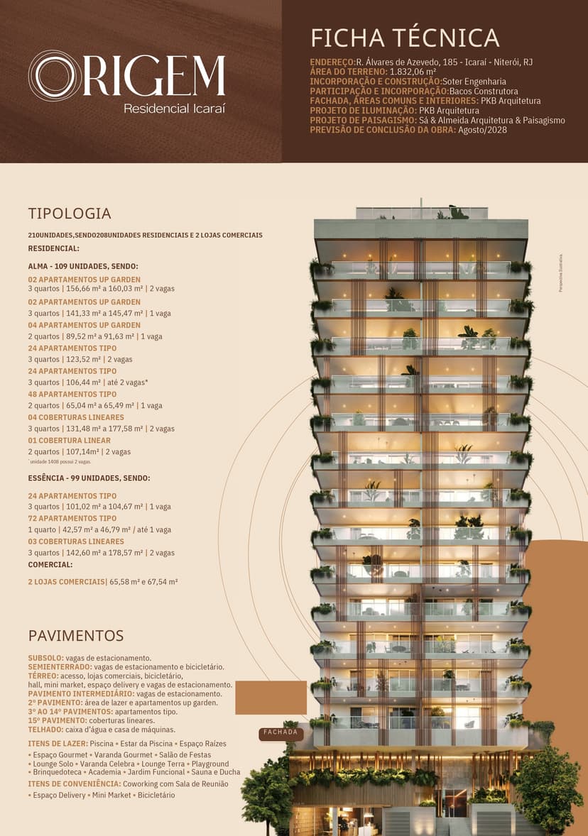 Ficha Técnica do Empreendimento Origem - Apartamentos de Luxo em Icaraí, Niterói